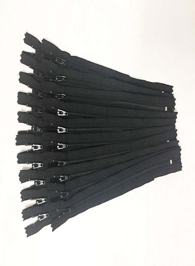 Black 8 inch YKK Nylon Zipper for Dresses Skirts Bags Pouches Pack of 10 Pieces